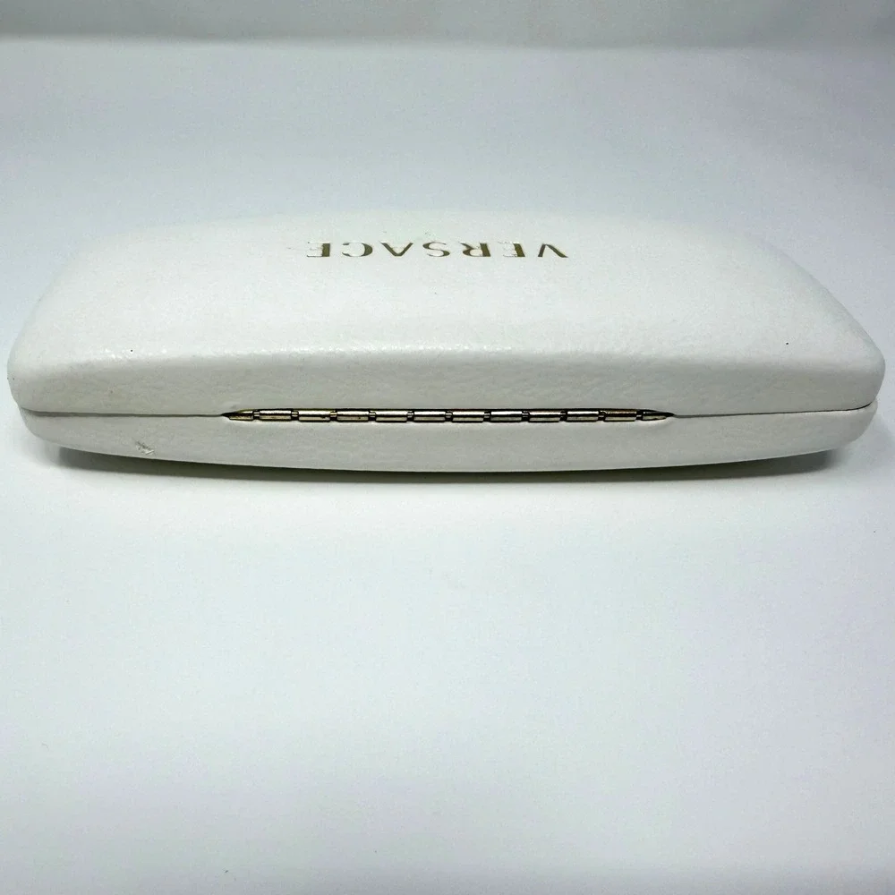 Versace Hard Shell Eyeglass Case White Leather‎ Look Logo